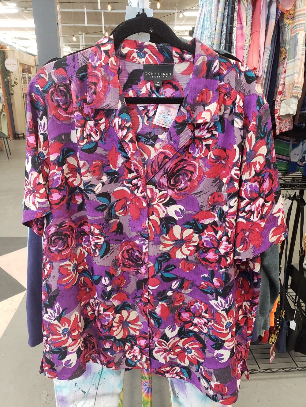 Vintage 1990s 90s Floral Blouse Button Up
